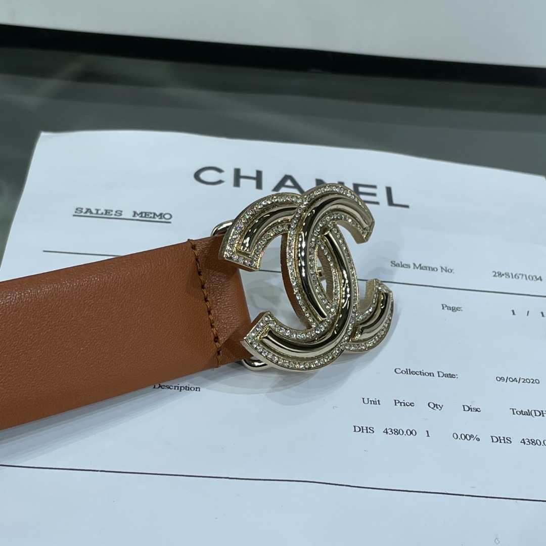 Ch**el Red Patent Leather CC Logo Belt
