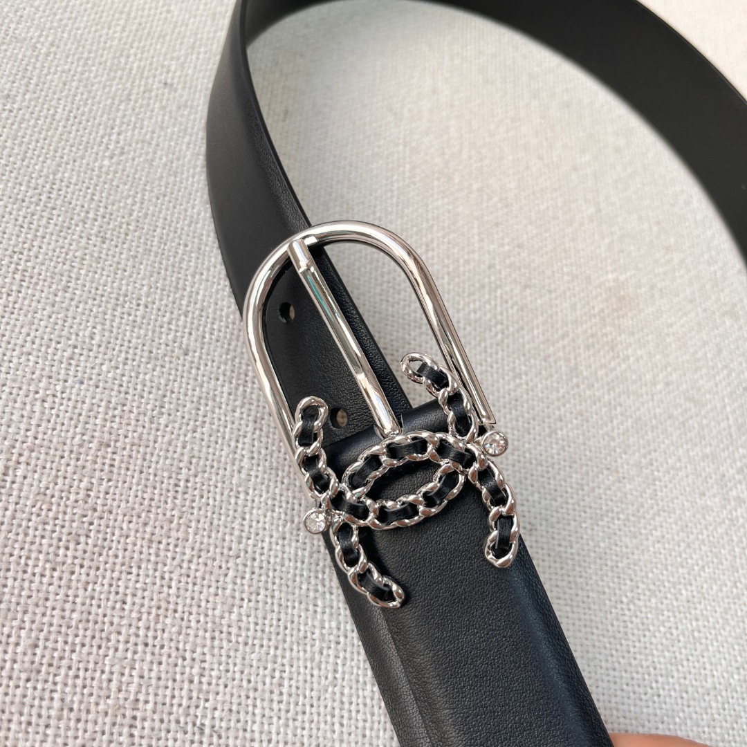 Ch**el casual style leather logo belts