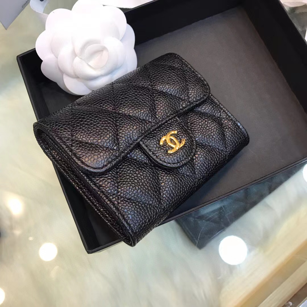 Ch**el Classic Leather Wallet In Black