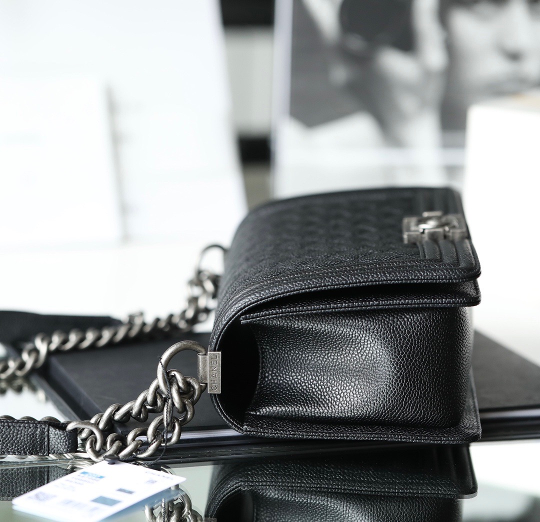 Ch**el Boy Sliver Hardware Caviar Cow Leather