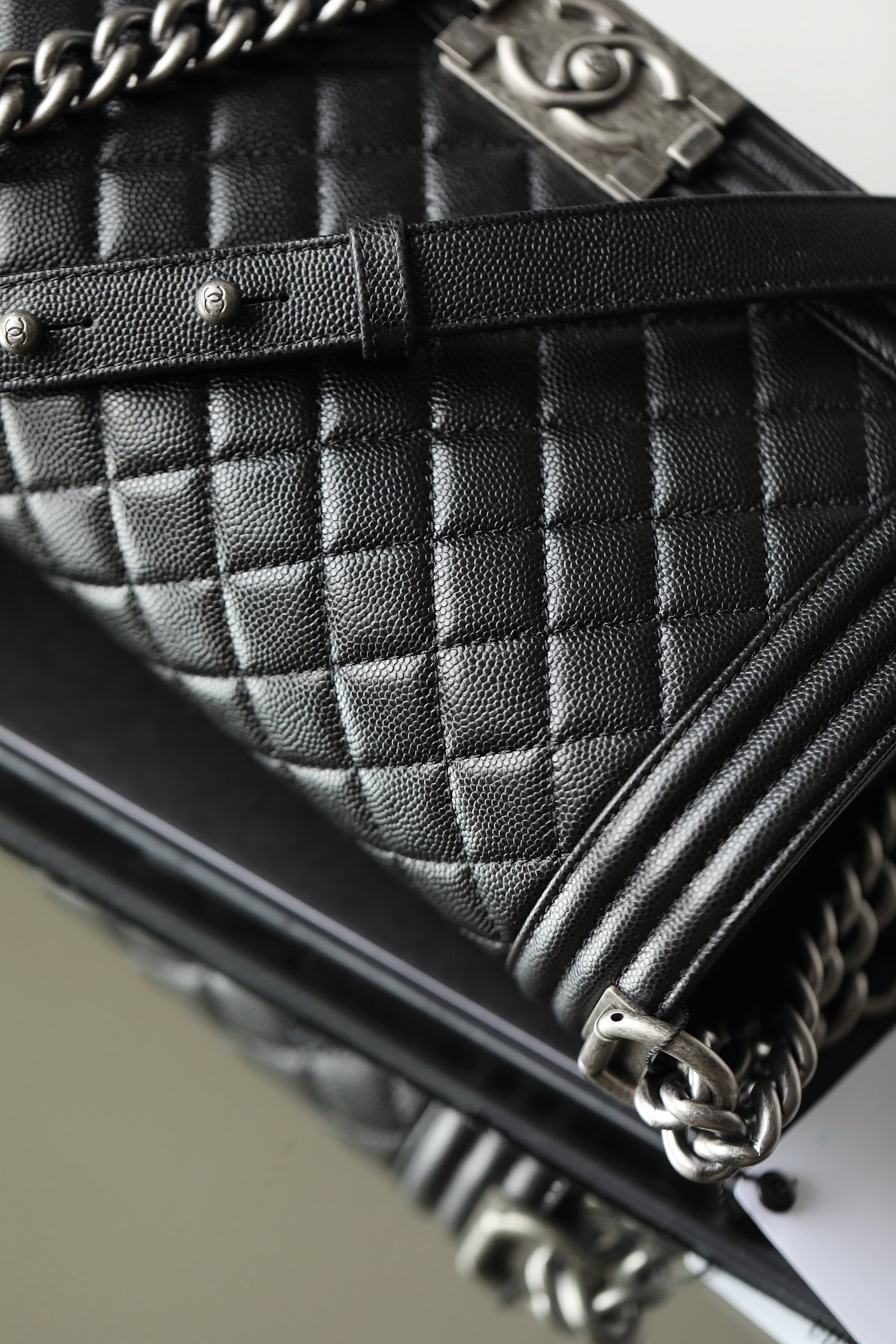 Ch**el Boy Sliver Hardware Caviar Cow Leather