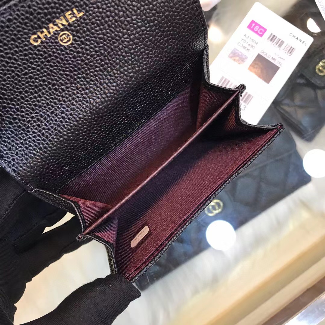 Ch**el Classic Leather Wallet In Black