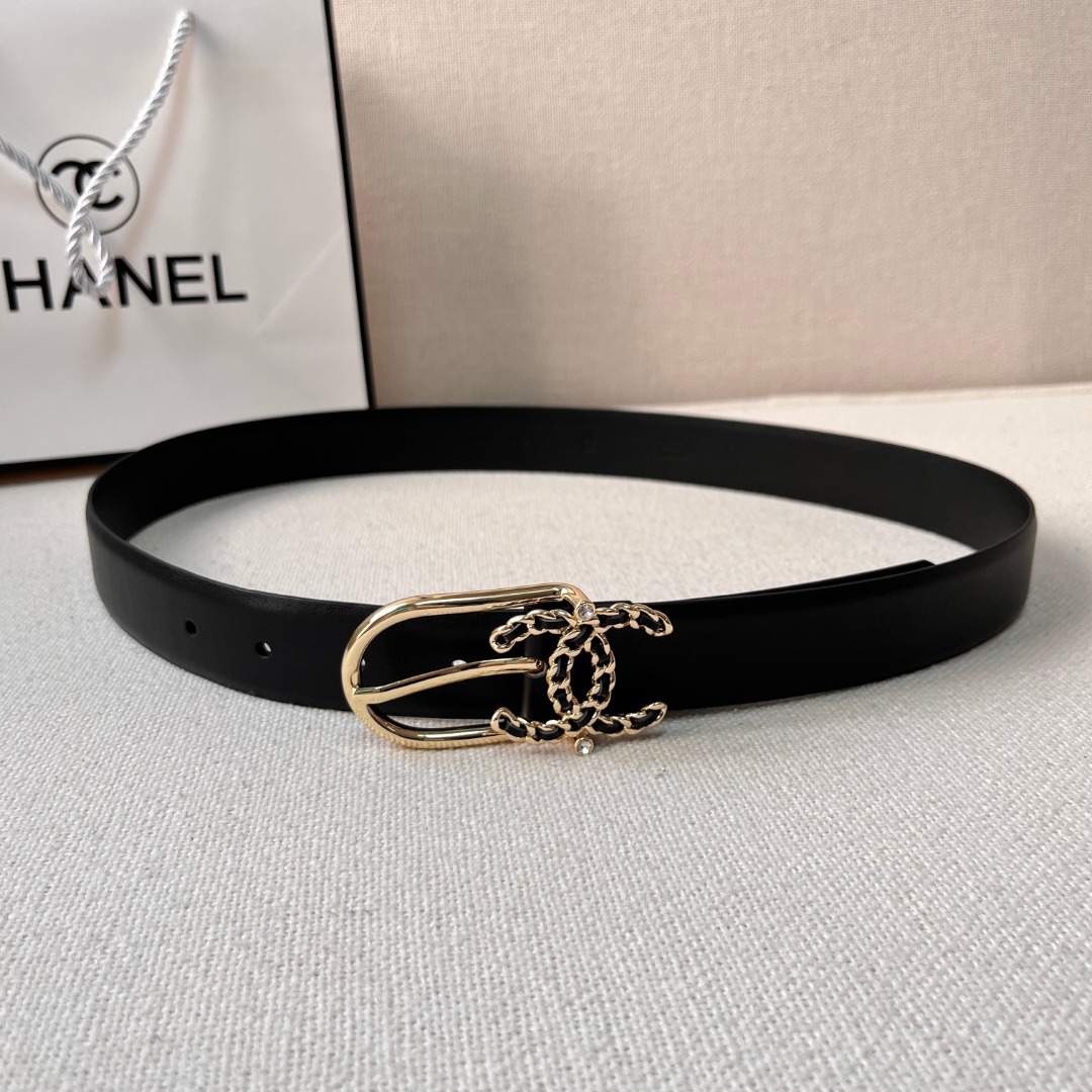 Ch**el casual style leather logo belts