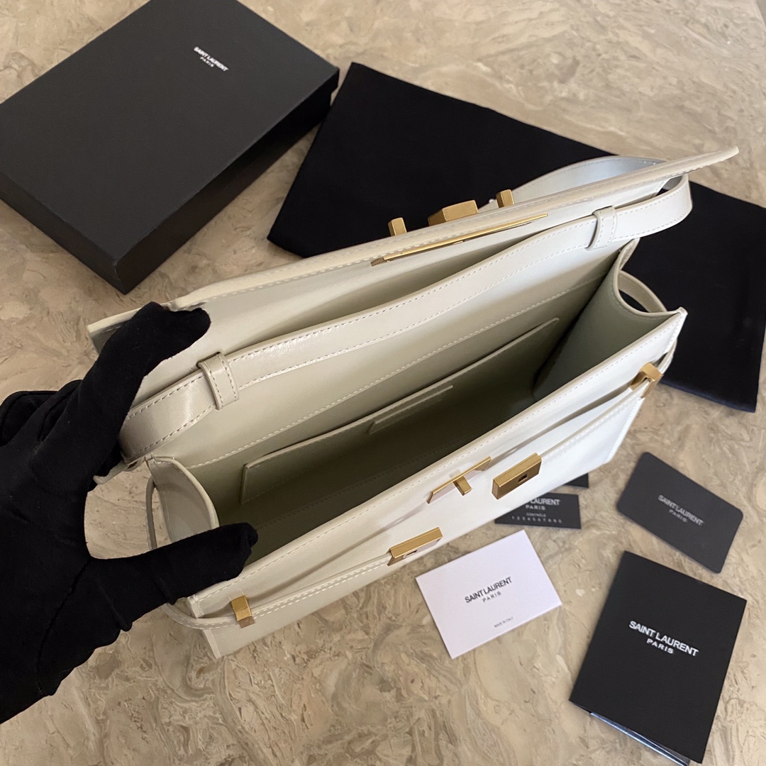 MANHATTAN MEDIUM SHOPPING BAG IN BOX Sa1nt Lau*nt LEATHER
