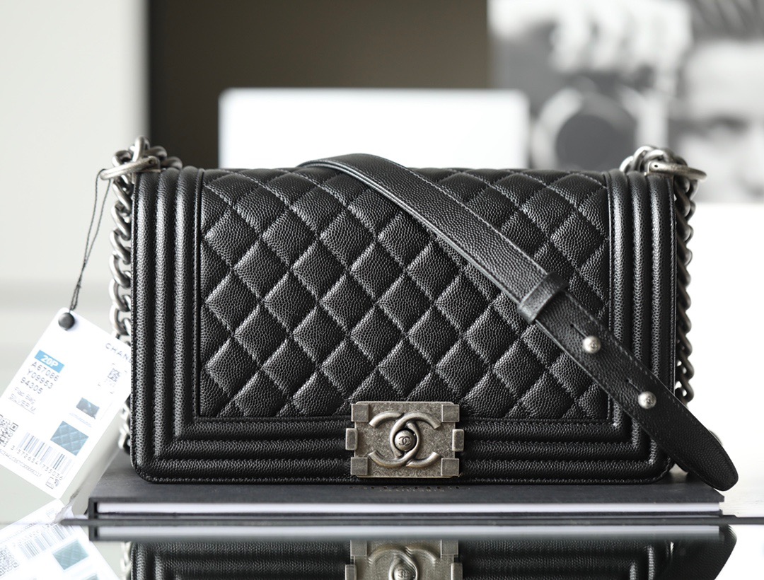 Ch**el Boy Sliver Hardware Caviar Cow Leather