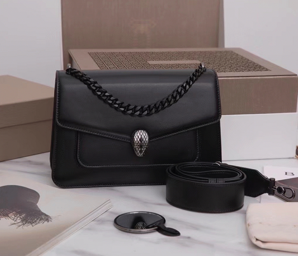 Fake Bv1g*ai Serpenti Forever Medium Crossbody Bag with Chain Noir