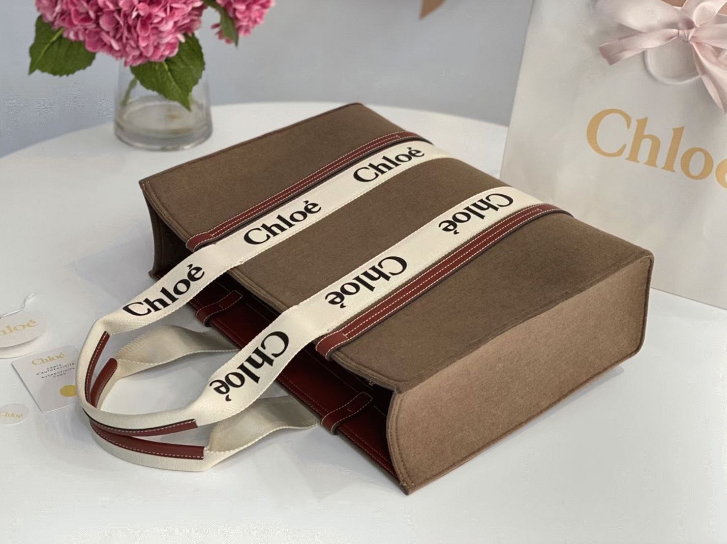 top quality replica Ch10e large woody tote bag in brown felt