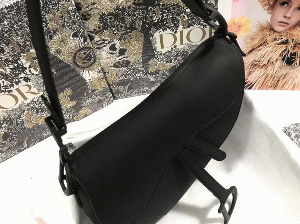 D10r Saddle Bag Faux in Black Ultramatte Calfskin