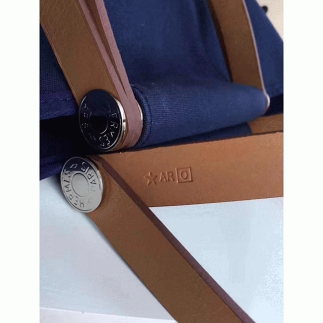 Dark Blue Canvas Knockoff H**me5 Cabag Elan Casual Tote