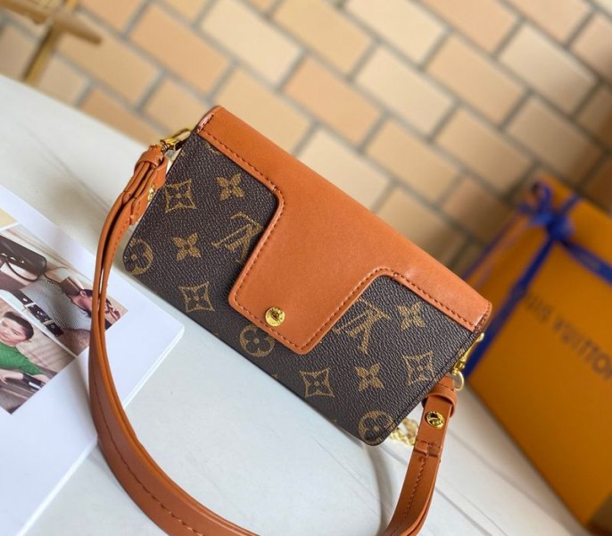 L0vis Vvtt0n Monogram Canvas Padlock On Strap Bag In Caramel