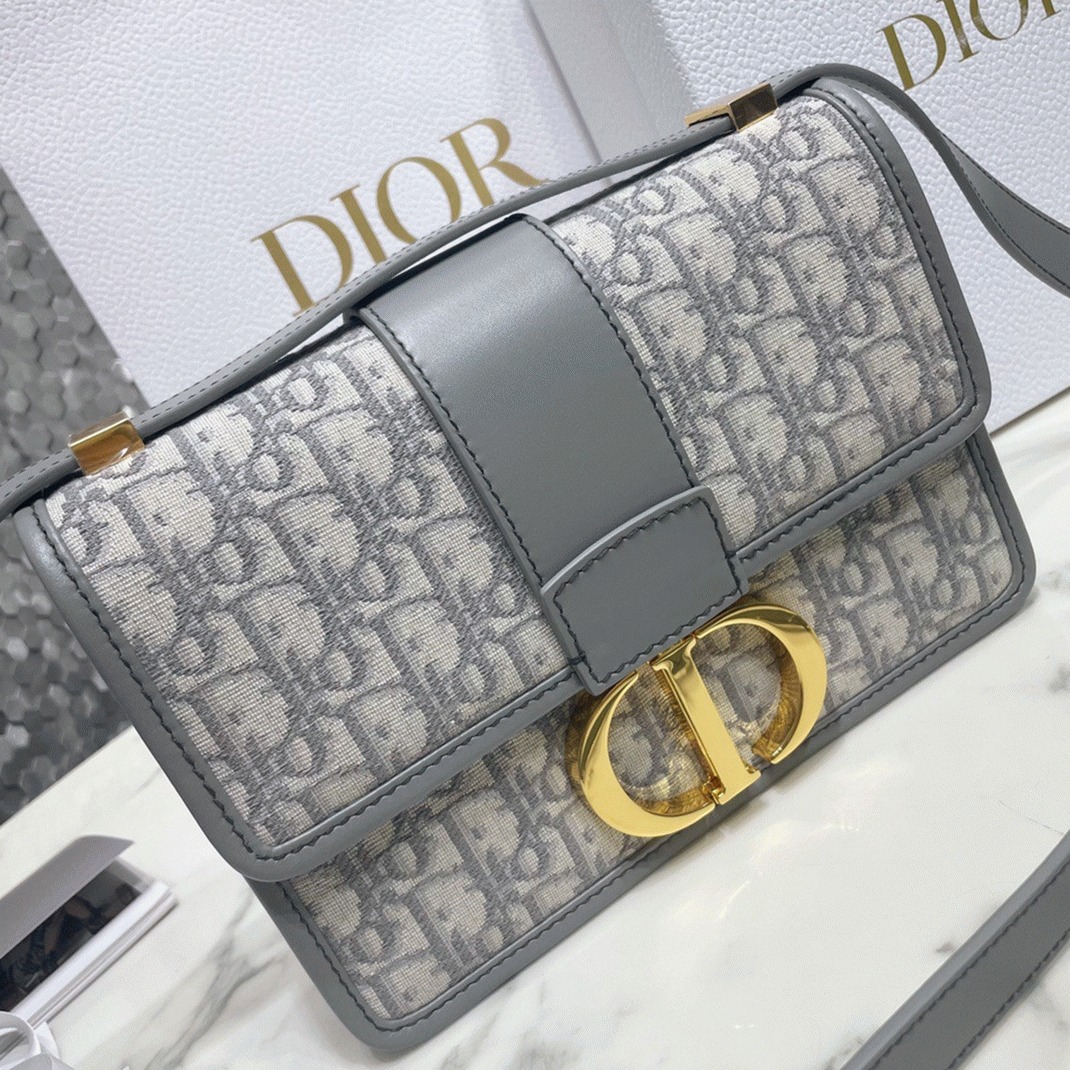D10r 30 Montaigne Medium Bag Fake in Grey D10r Oblique Jacquard