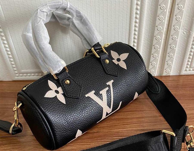 L0vis Vvtt0n Monogram Empreinte Papillon BB Bag In Black And Beige