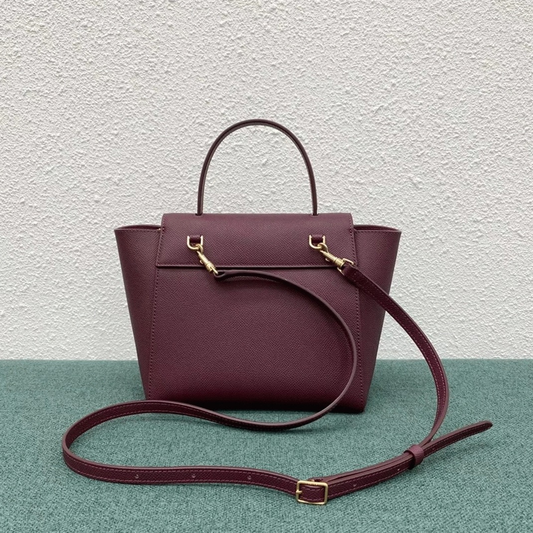 Ce1i*e Belt Nano Bag Fake in Bordeaux