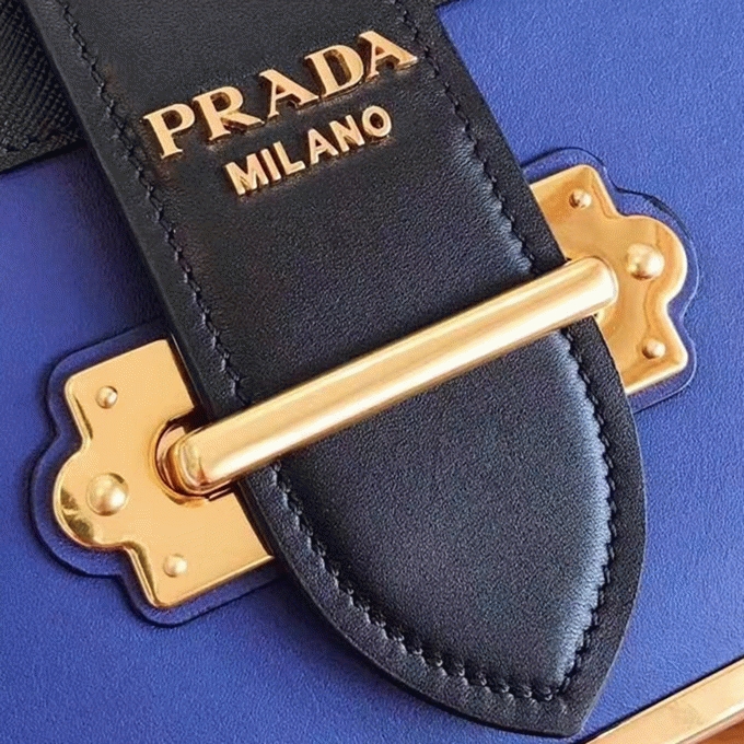 Blue/Black Pra*a Cahier Shoulder Bag Fake