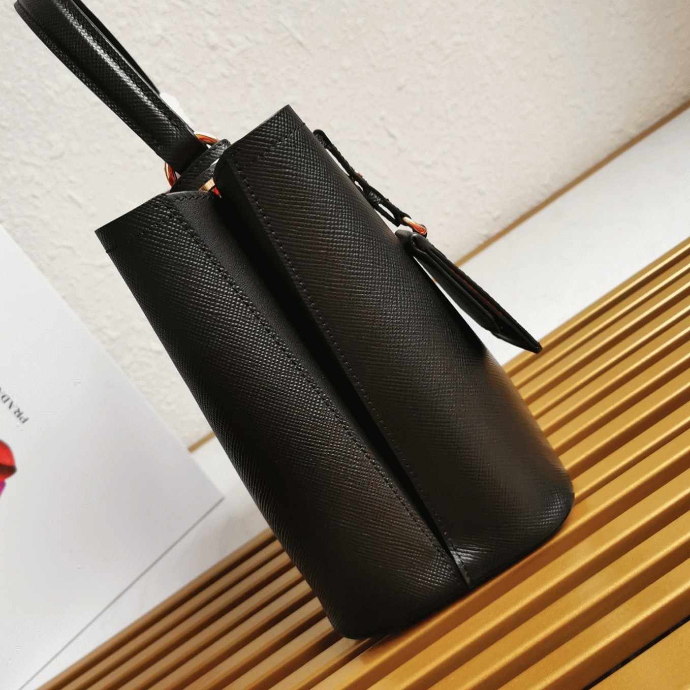 Black Pra*a Medium Panier Bag Replica