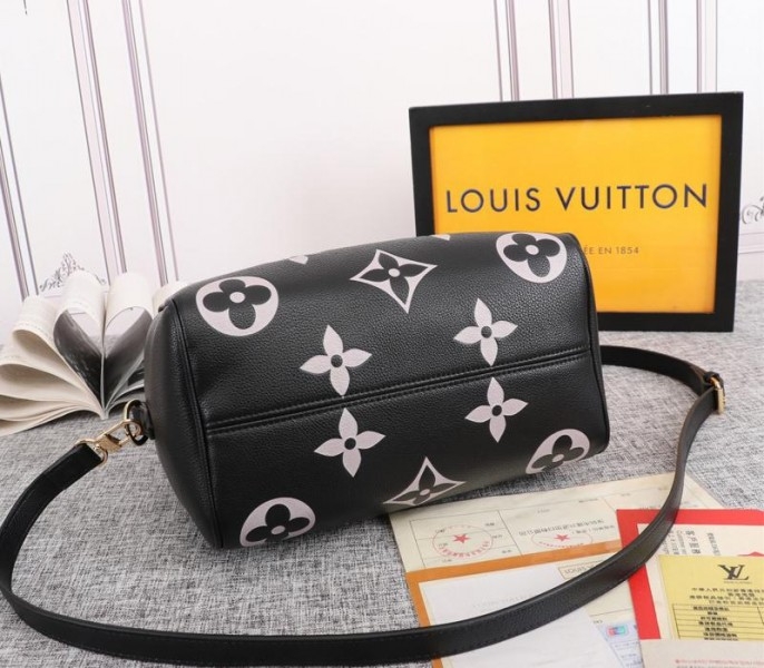 L0vis Vvtt0n Bicolor Monogram Empreinte Leather Speedy Bandouliere 25 Handbag In Black And Lilac