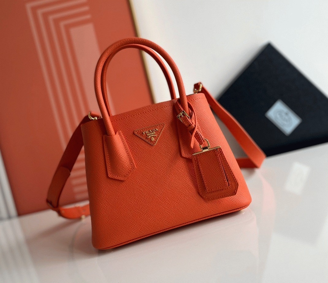 Orange Pra*a Double Mini Bag Knockoff