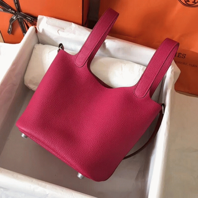 Peach knockoff H**me5 Picotin Lock 18cm handbag