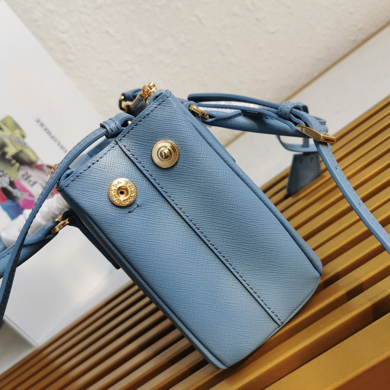 Light Blue Pra*a Mini Galleria Bag Fake