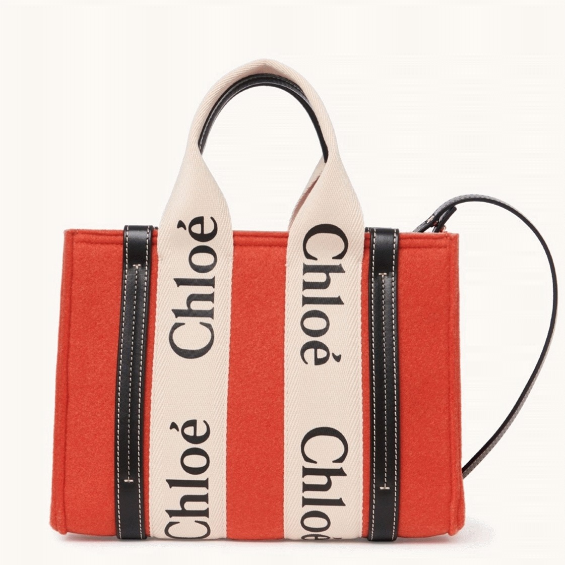 top quality replica Ch10e small woody tote bag in orange felt