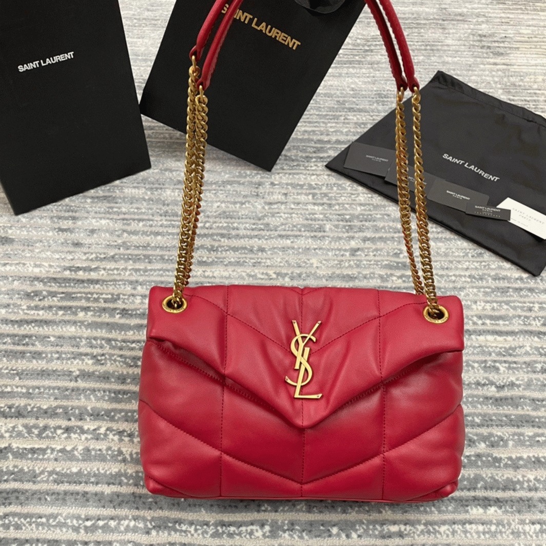 Replica Sa1nt Lau*nt Puffer Small Chain Bag Red Lambskin