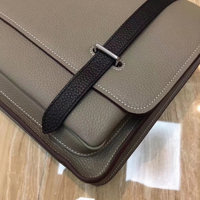 Grey Bicolor Imitation H**me5 Steve Messenger Bag