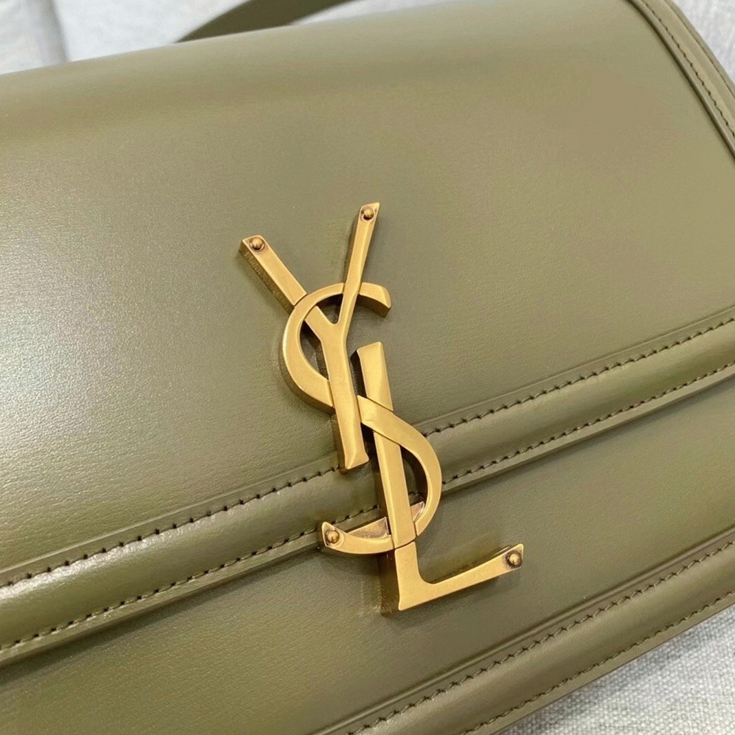 Fake Sa1nt Lau*nt Medium Solferino Bag Khaki Green Calfskin