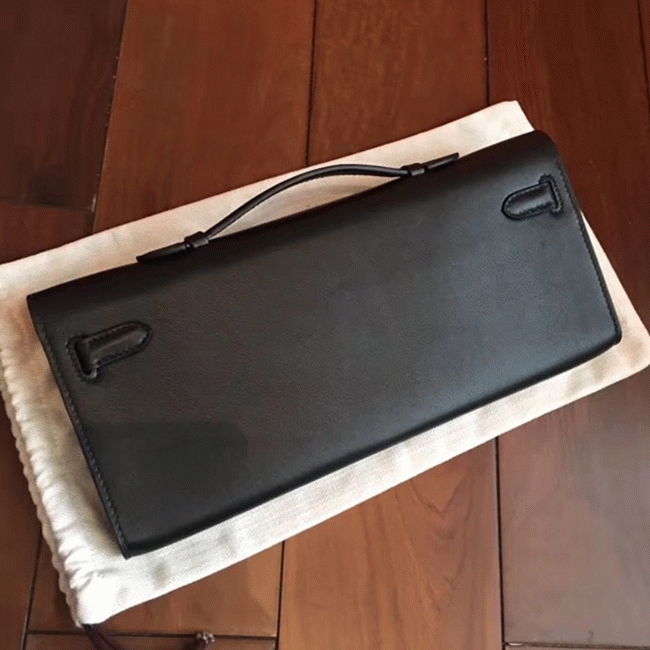 Black Swift Fake H**me5 Kelly Cut Clutch Elegant Clutch