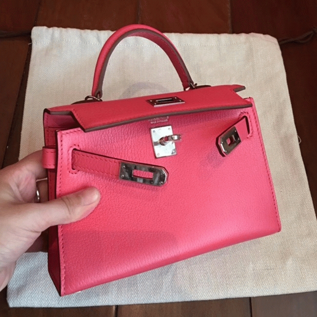 Rose Lipstick Chevre Faux Designer H**me5 Kelly 20CM Bag
