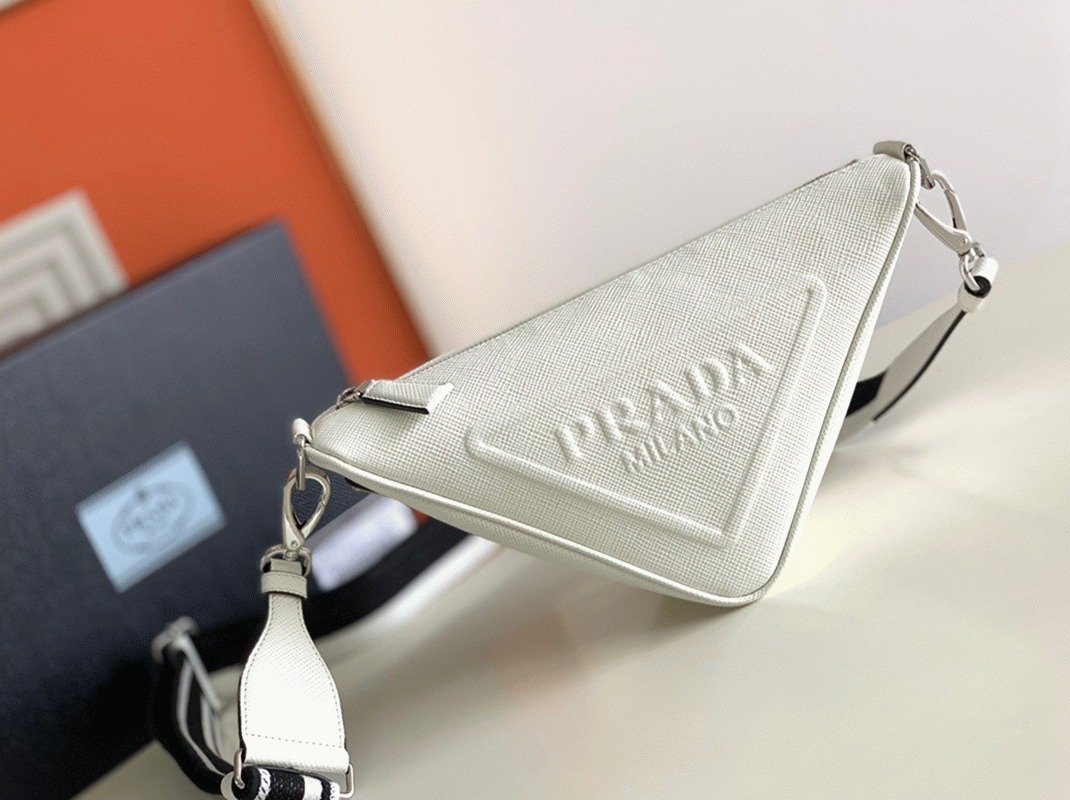 Pra*a Triangle Shoulder Bag Fake in White