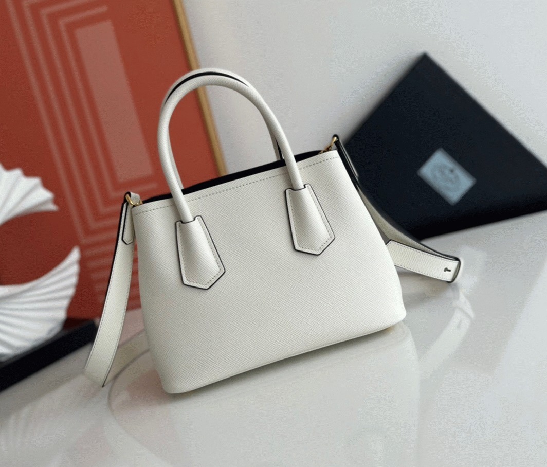 White Pra*a Double Mini Bag Replica