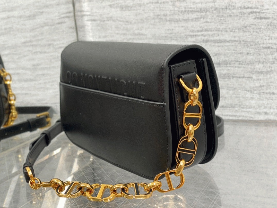D10r 30 Montaigne Avenue Bag Knockoff in Black Box Calfskin