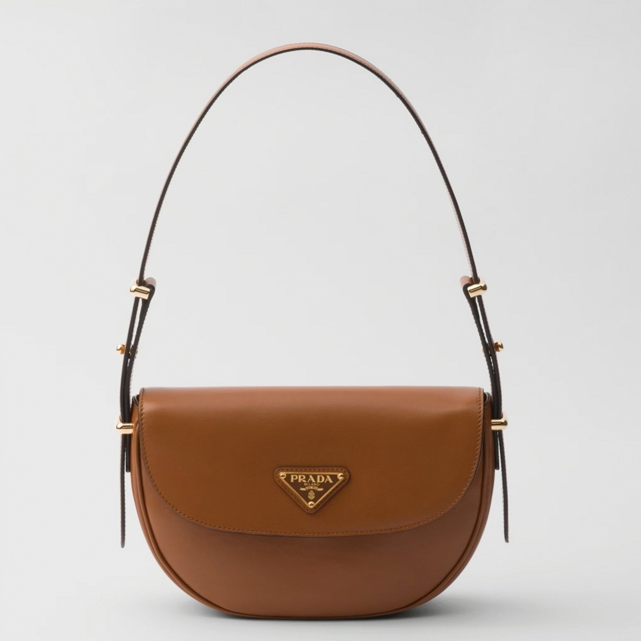Brown Pra*a Arque Shoulder Bag with Flap Fake