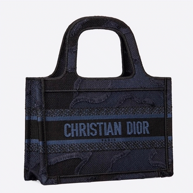 D10r Mini Book Tote Bag Replica in Blue Camouflage