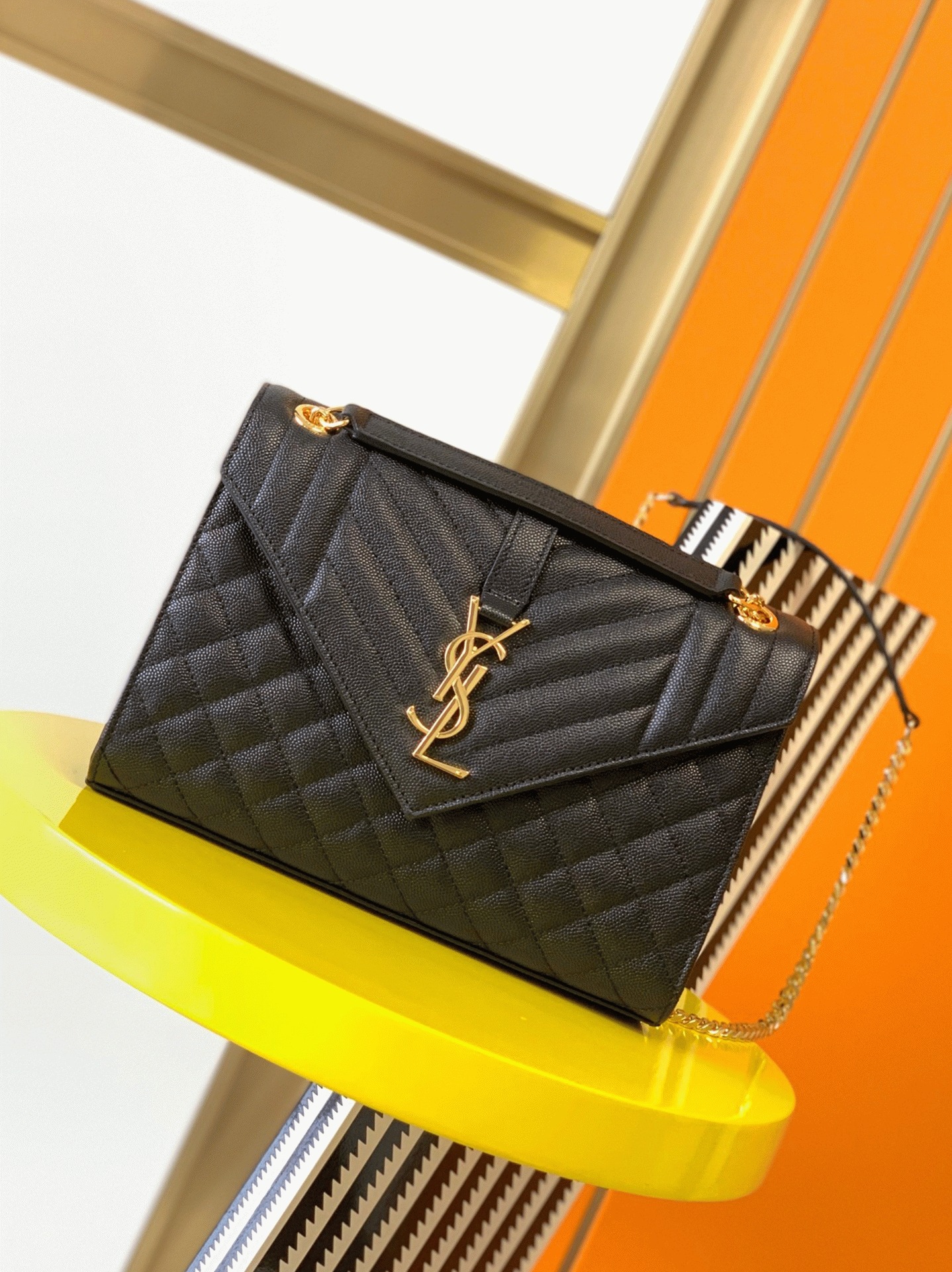 Fake Sa1nt Lau*nt Envelope Large Bag Black