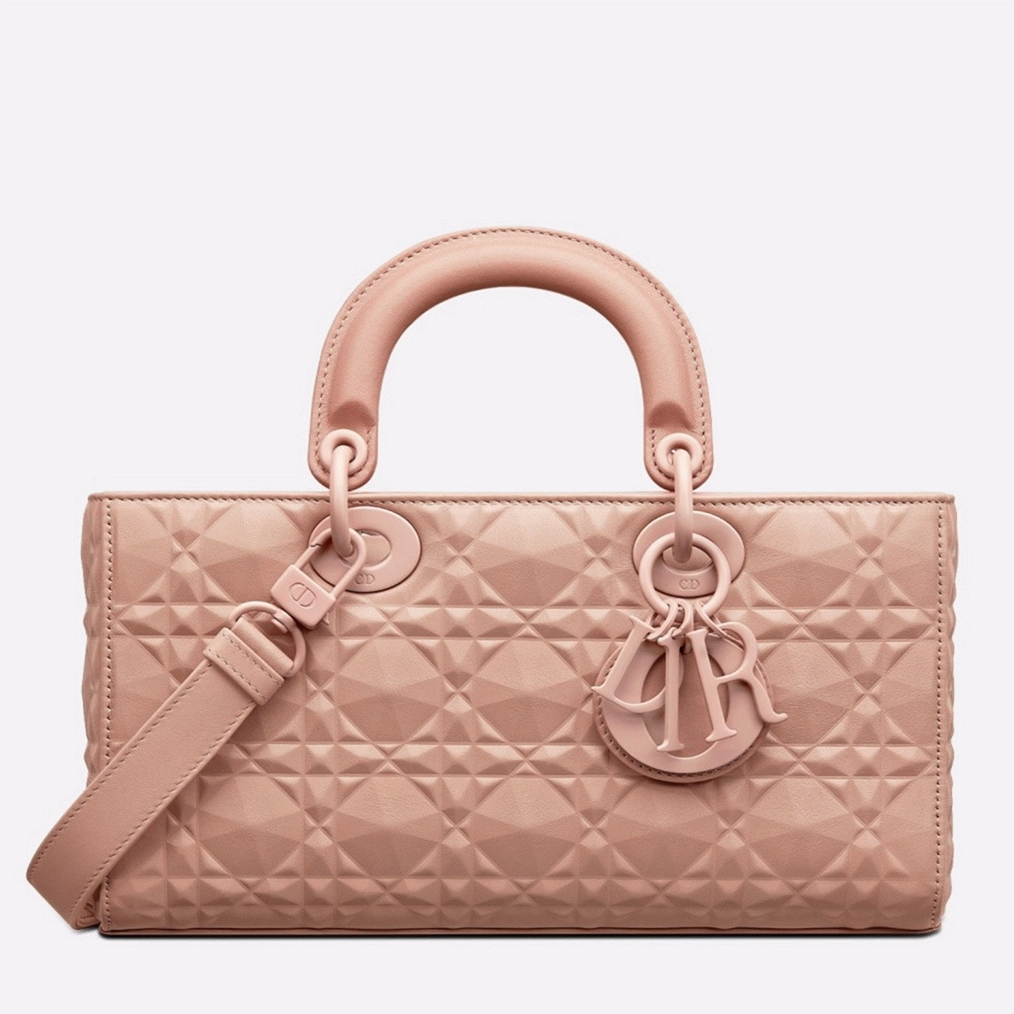 D10r Lady D-Joy Medium Bag Faux in Nude Calfskin with D1am0nd Motif