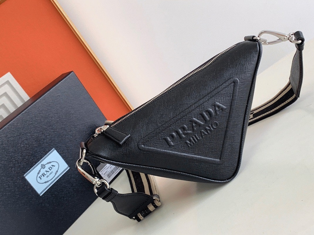 Pra*a Triangle Shoulder Bag Fake in Black