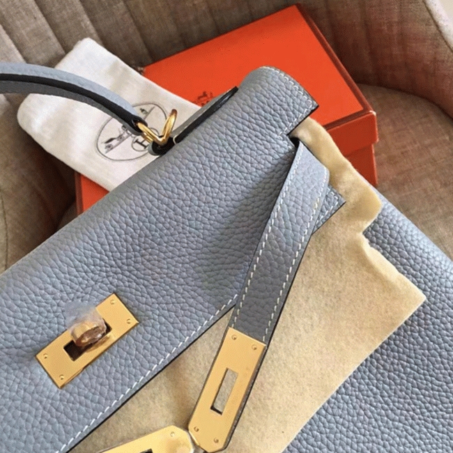 Blue Lin Clemence Replica H**me5 Kelly Retourne 28cm Soft Tote