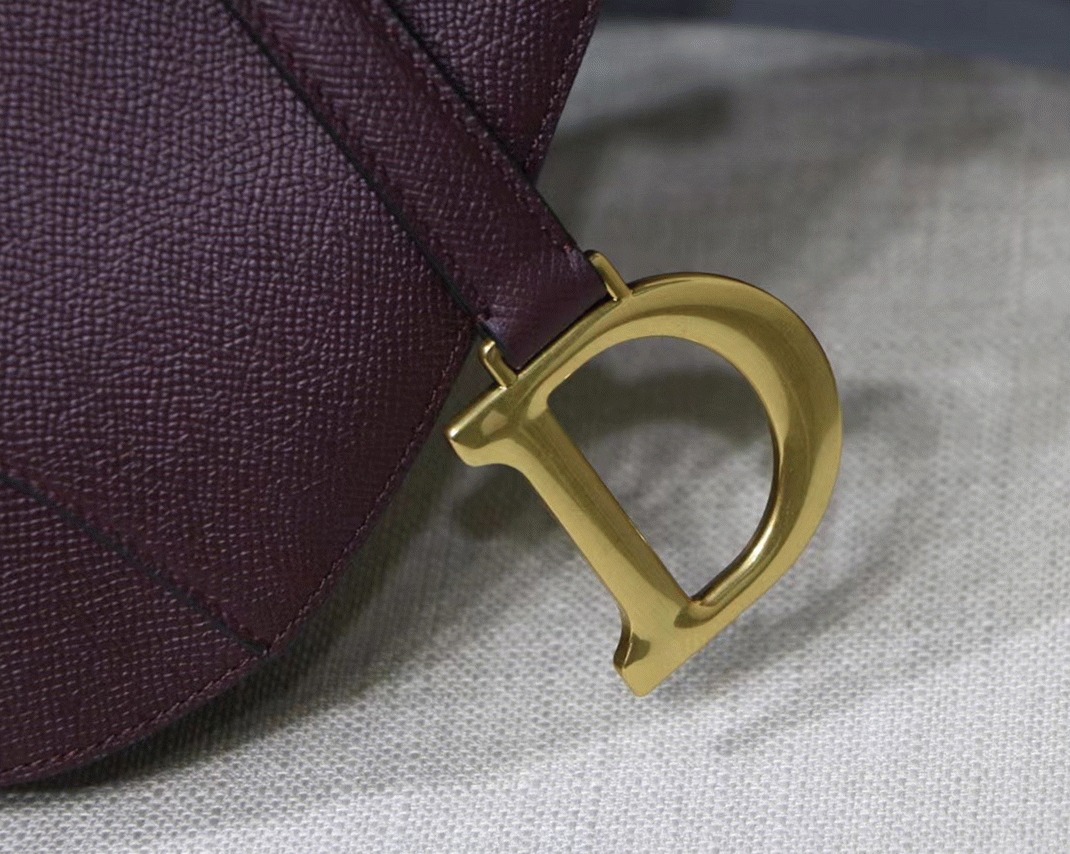 d10r saddle bag knockoff in aM*ranth grained calfskin