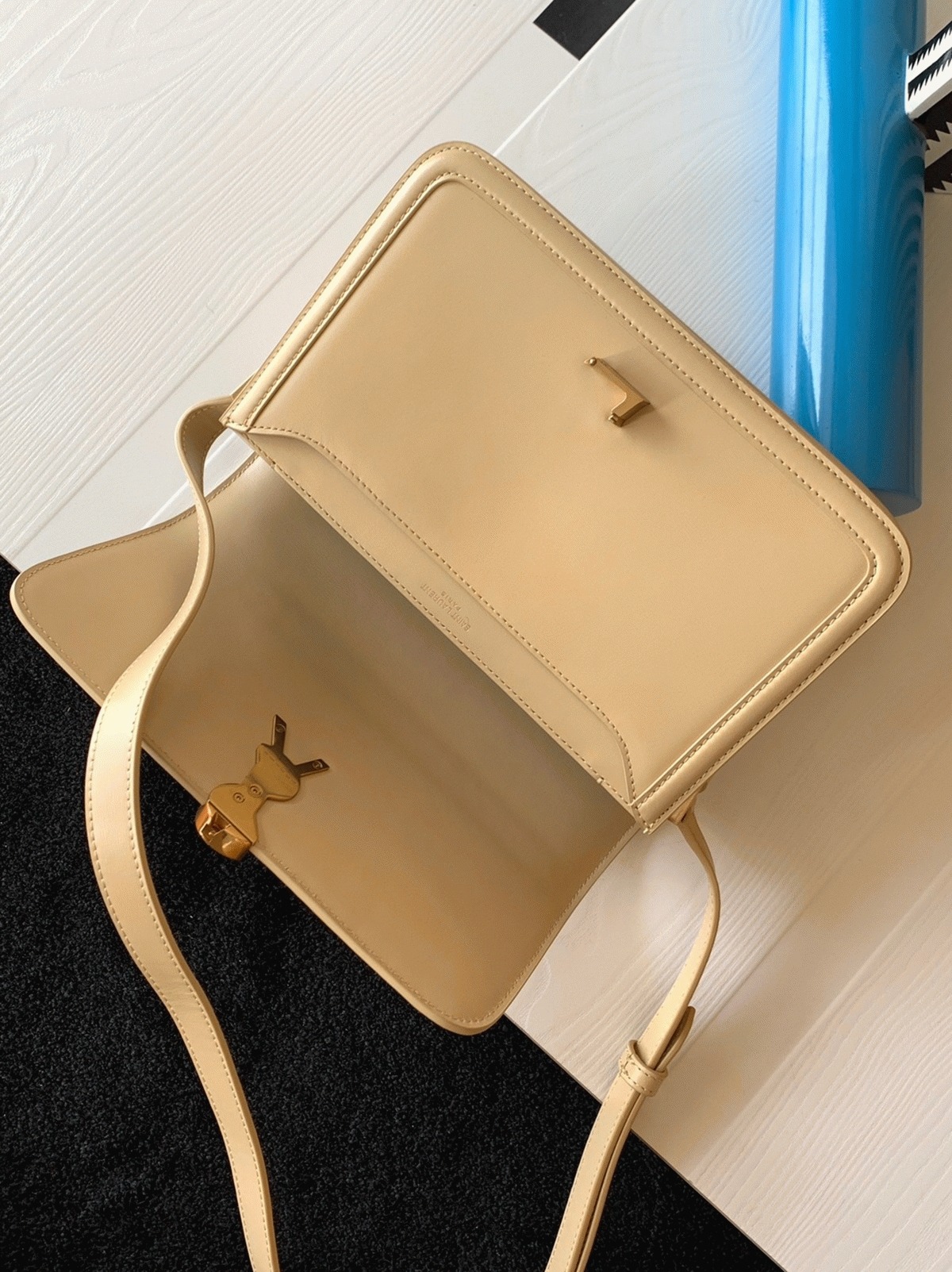 Fake Sa1nt Lau*nt Medium Solferino Bag Beige Calfskin