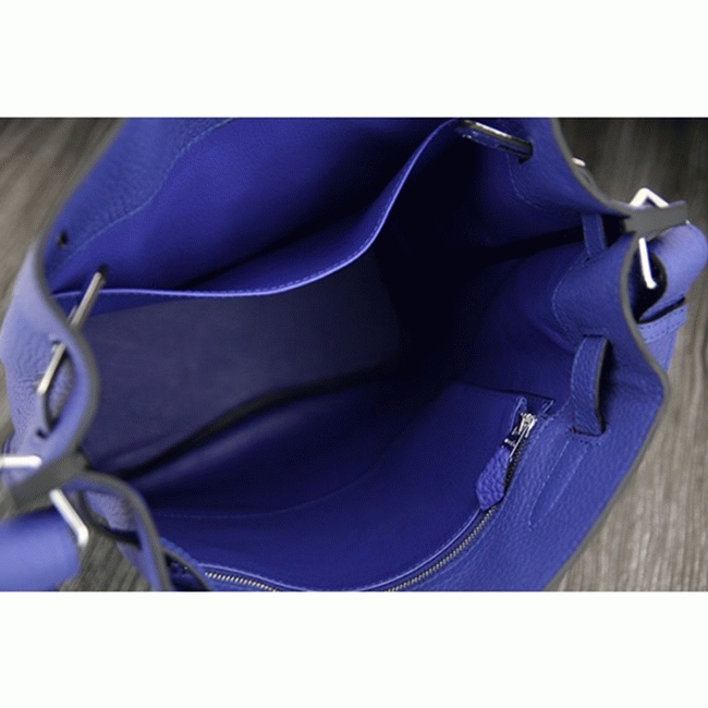 Blue Leather Knockoff H**me5 So Kelly 22cm Cool-Toned Handbag