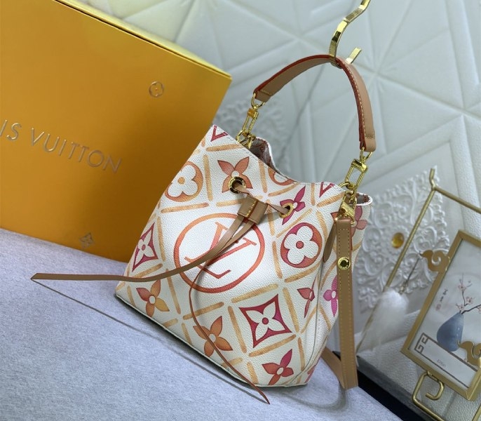 L0vis Vvtt0n LV By The Pool Monogram Tiles Canvas NeoNoe BB Bag In Coral