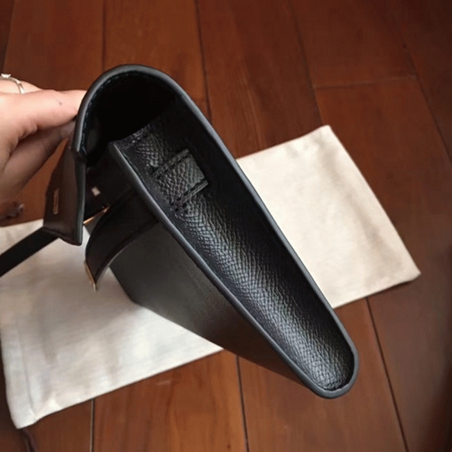 Black Epsom Fake H**me5 Kelly Cut Clutch Sleek Handbag