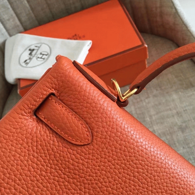 Orange Clemence Knockoff H**me5 Kelly Retourne 32cm Bold Tote
