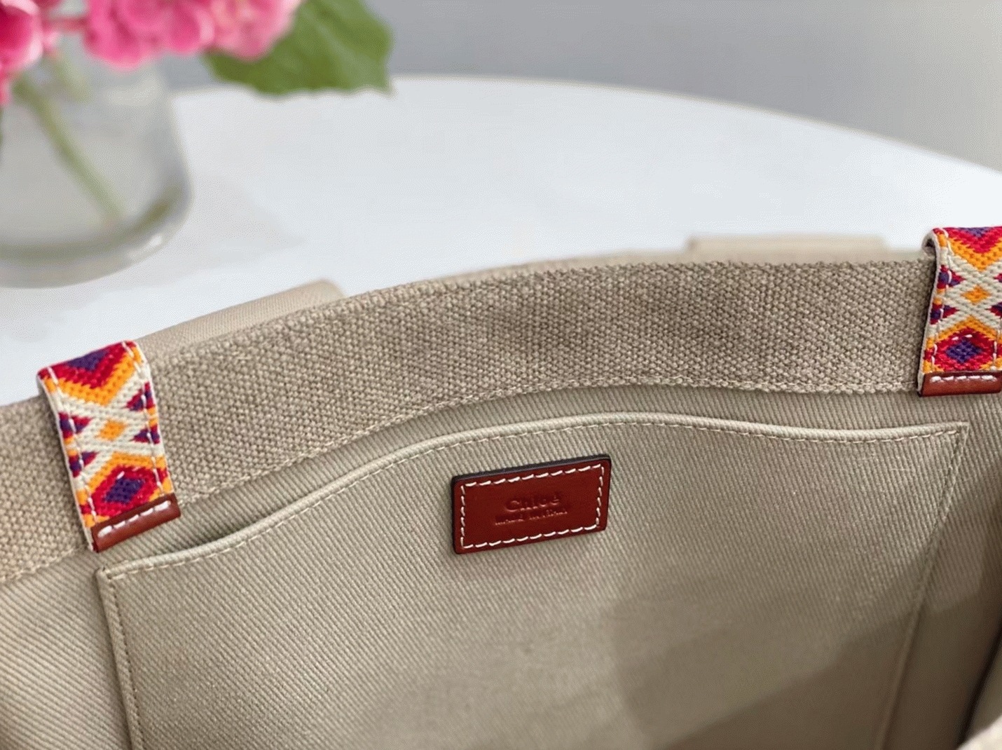 top quality replica Ch10e medium woody tote bag with hand-embroidered
