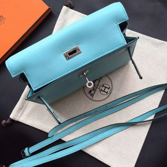 Celeste Swift Leather Fake H**me5 Kelly Danse Light Blue Purse