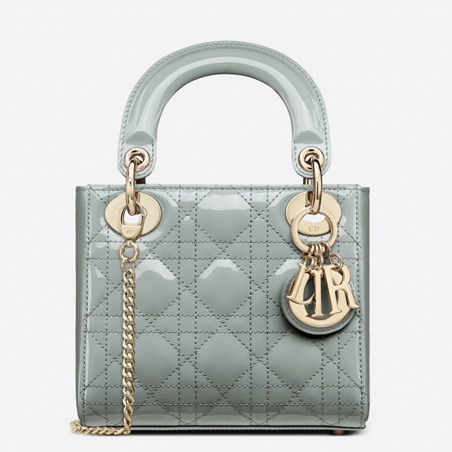 D10r Lady D10r Mini Chain Bag Replica with Chain in Grey