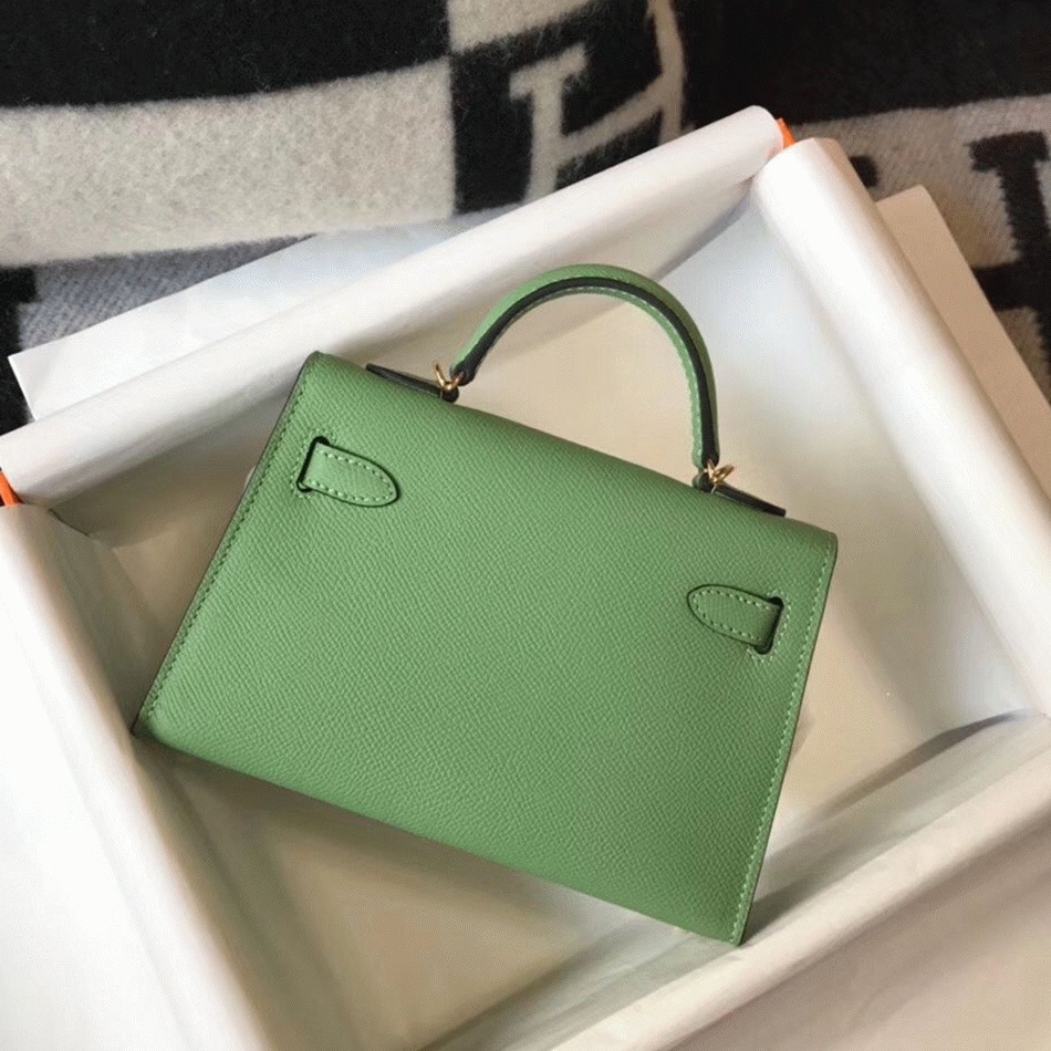 H**me5 Kelly Mini II Bag Replica in Vert Criquet