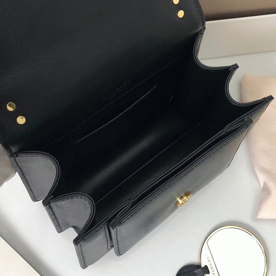 Replica Bv1g*ai Serpenti Forever Small Crossbody Bag with Chain Black