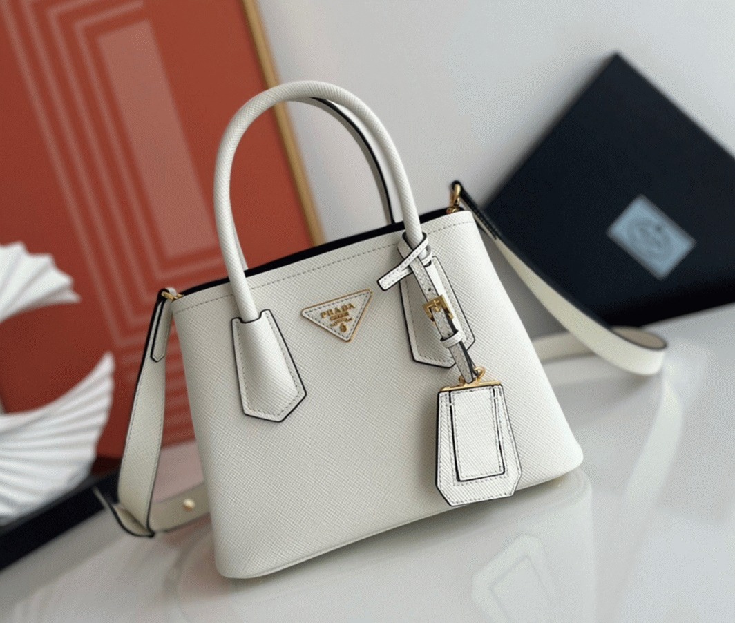 White Pra*a Double Mini Bag Replica